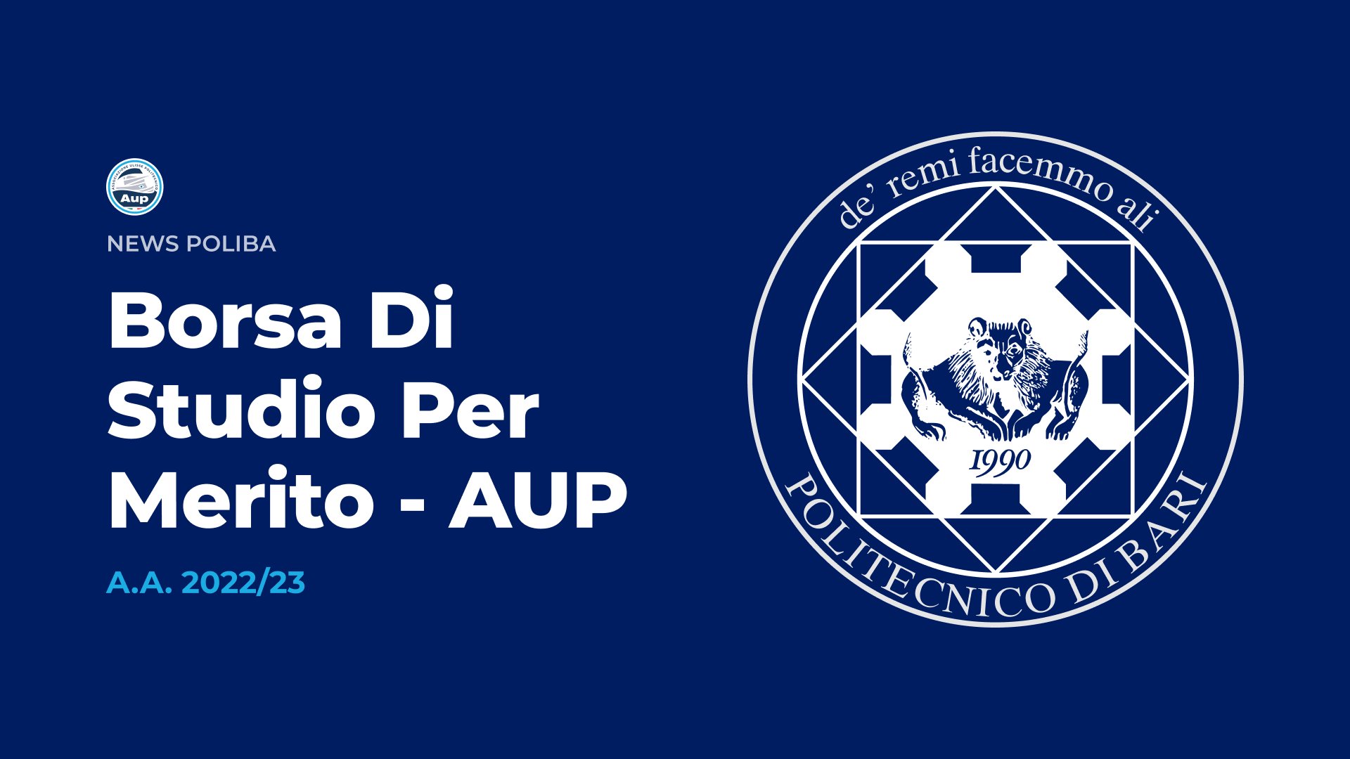 BANDO BORSA DI STUDIO PER MERITO - AUP | A.A. 2022/23